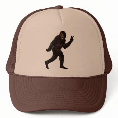 Bigfoot Peace Trucker Hats by CyKosis