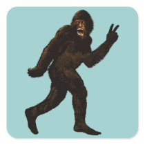 Bigfoot Peace Square Stickers