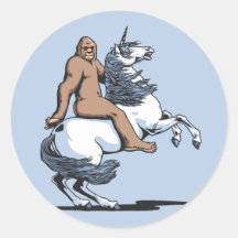 Bigfoot Riding a Unicorn Stickers