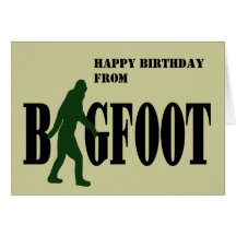 Bigfoot text & green squatch graphic card