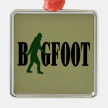 Bigfoot text & green squatch graphic christmas ornament