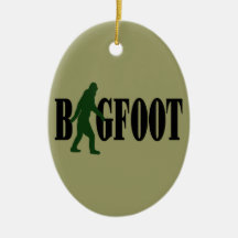 Bigfoot text & green squatch graphic christmas ornaments