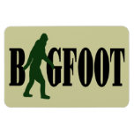 Bigfoot text & green squatch graphic rectangular magnets