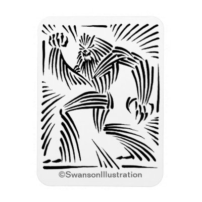 Bigfoot Woodcut Graphic Magnet by SwansonIllustration