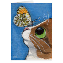 Biggles and the Orange Tip - Cat Art Greeting Card