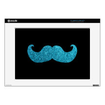 Bigote azul de Bling (falso gráfico del brillo) Skins Para 38,1cm Portátil
