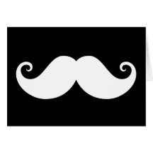 Bigote blanco del manillar del caballero en negro tarjeton