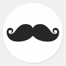 Bigote divertido del negro del vintage pegatina redonda