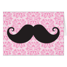 Bigote negro del manillar en modelo rosado del dam felicitación