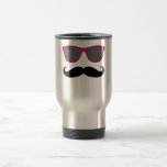 Bigote y humor rosado de las gafas de sol taza