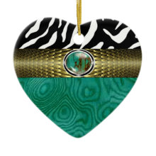 Bijoux Burl Wood Zebra Valentine Heart ornament