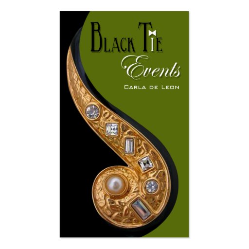 "Bijoux" - Elegant Black Tie Events Coordinator Business Card (front side)