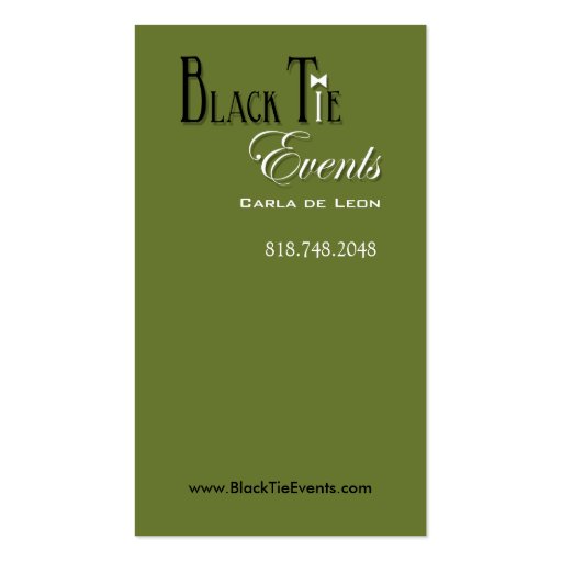 "Bijoux" - Elegant Black Tie Events Coordinator Business Card (back side)