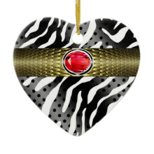 Bijoux Spotted Zebra Valentine Heart ornament