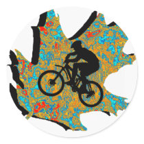 Bike Between Oaks Round Sticker