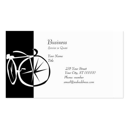 Bike Black and White Bike Cycling Business Card (front side)