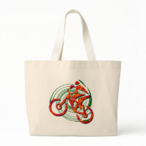 Bike Navigating Pines Tote Bags