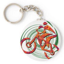 Bike Navigating Pines Keychain
