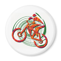 Bike Navigating Pines Refrigerator Magnet