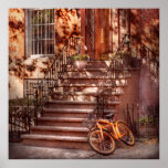 Bike - NY - Greenwich Village - An orange bike Posters