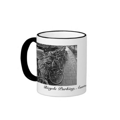 Bike Parking -- Amsterdam in November BW Mug by MarkoMarko