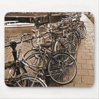 Bike Parking -- Amsterdam in November SEPIA Mousepads by MarkoMarko