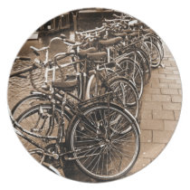 Bike Parking -- Amsterdam in November SEPIA Party Plate