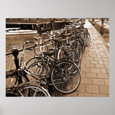 Bike Parking -- Amsterdam in November SEPIA Posters by MarkoMarko