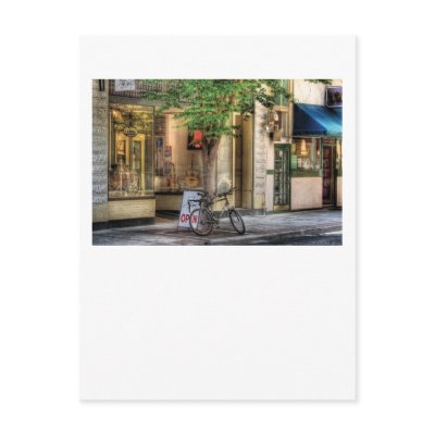 Bike - The Music Store Postcard by suburbanscenes