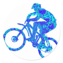 Bike Turquoise Flasher Round Stickers