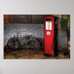 Bike - Two Bikes and a Gas Pump Poster