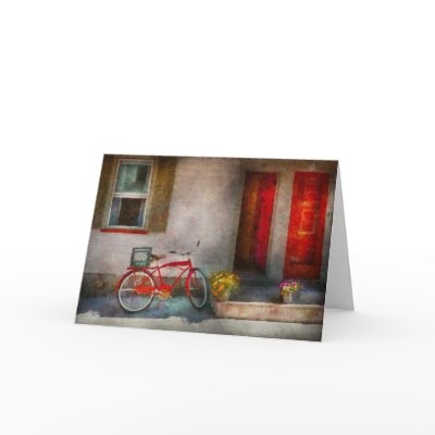 Bike - Welcome, doors open Greeting Cards by suburbanscenes
