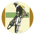 Biker1 - Cream/Green Round Stickers