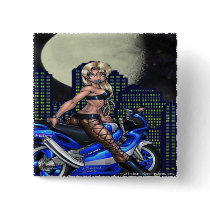 Biker Chick - Button
