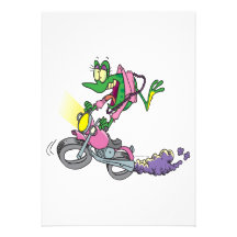 biker chick froggy frog animal cartoon personalized announcements
