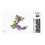 biker chick froggy frog animal cartoon postage stamp