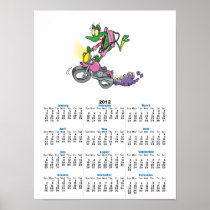 biker chick froggy frog animal cartoon poster