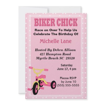 Biker Chick Tricycle Birthday Invitation by babyworld