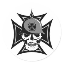 Biker Cross Round Sticker