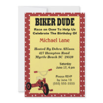 Biker Dude Tricycle Birthday Invitation