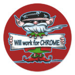 Biker Elf customizable holiday gifts Round Stickers
