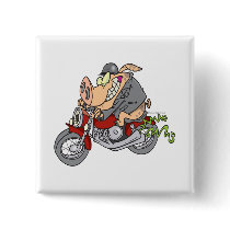 biker hog pig motorcycle bike cartoon buttons
