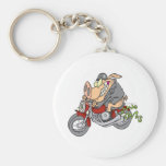 biker hog pig motorcycle bike cartoon keychain