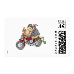 biker hog pig motorcycle bike cartoon postage stamp