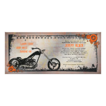 Biker or Motorcycle Birthday Invitation