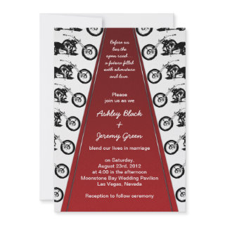 Biker or Motorcycle Red Carpet Wedding Invitation