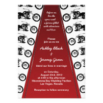 Biker or Motorcycle Red Carpet Wedding Invitation