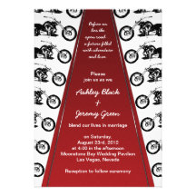 Biker or Motorcycle Red Carpet Wedding Invitation
