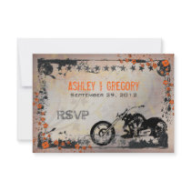 Biker or Motorcyle Wedding RSVP Response card Custom Announcements