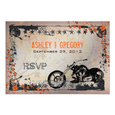 Biker or Motorcyle Wedding RSVP Response card Custom Announcements